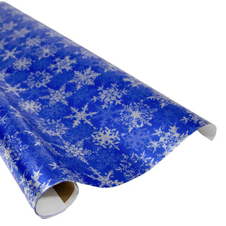 Caspari Snowfall-Blue Foil Gift Wrap - One 30" X 6' Roll 94323RCF