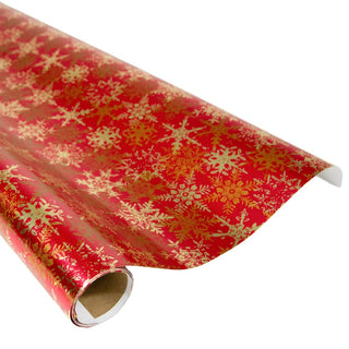 Caspari Snowfall-Red Foil Gift Wrap - One 30" X 6' Roll 94324RCF