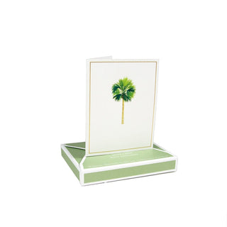 Caspari Palms Foil Boxed Note Cards - 10 Cards and 10 Envelopes per Package 94604.46A