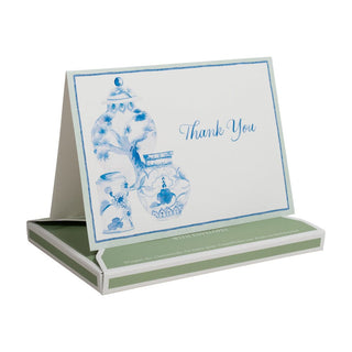 Caspari Glazed Porcelain Thank You Notes - 8 Note Cards & 8 Envelopes 95655.44B