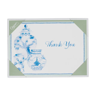 Caspari Glazed Porcelain Thank You Notes - 8 Note Cards & 8 Envelopes 95655.44B