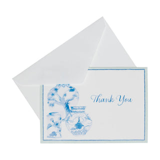 Caspari Glazed Porcelain Thank You Notes - 8 Note Cards & 8 Envelopes 95655.44B