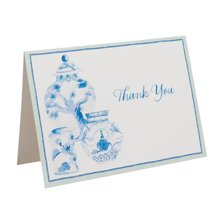 Caspari Glazed Porcelain Thank You Notes - 8 Note Cards & 8 Envelopes 95655.44B