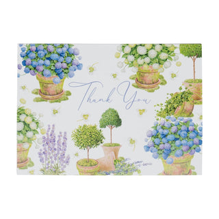 Caspari Potted Hydrangeas Thank You Notes - 8 Note Cards & 8 Envelopes 95656.44B