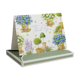 Caspari Potted Hydrangeas Thank You Notes - 8 Note Cards & 8 Envelopes 95656.44B