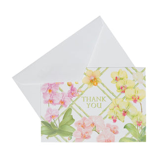 Caspari Orchid Conservatory Thank You Notes - 8 Note Cards & 8 Envelopes 95657.44B