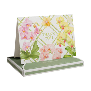 Caspari Orchid Conservatory Thank You Notes - 8 Note Cards & 8 Envelopes 95657.44B