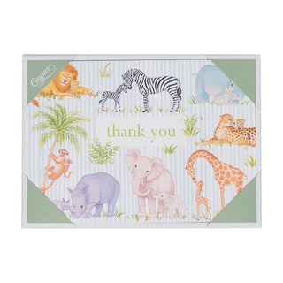 Caspari Safari Baby Thank You Notes - 8 Note Cards & 8 Envelopes 95659.44B