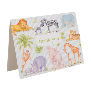 Caspari Safari Baby Thank You Notes - 8 Note Cards & 8 Envelopes 95659.44B