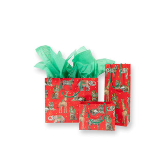 Caspari Wild Christmas Red Gift Bags 95952B3