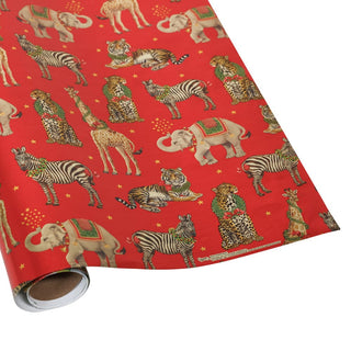 Caspari Wild Christmas Red Embossed Foil Gift Wrap - One 30" x 6' Roll 95953RCF