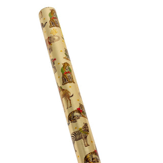 Caspari Wild Christmas Gold Embossed Foil  Gift Wrap - One 30" x 6' Roll 9595RCF