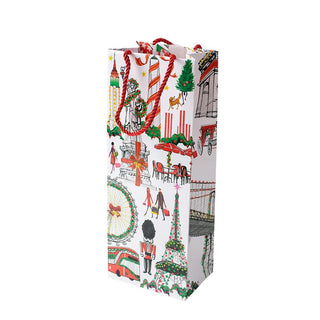 Caspari Cosmopolitan Christmas Wine & Bottle Gift Bag - 1 Each 9747B4