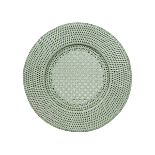 Caspari Rattan Round Charger Plate in Green - 1 Charger Plate HDP02GR