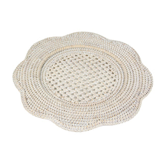 Caspari Rattan Scallop Rnd Charger Plate in Cream - 1 Charger Plate HDP103