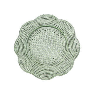 Caspari Rattan Scallop Rnd Charger Plate in Green - 1 Charger Plate HDP104