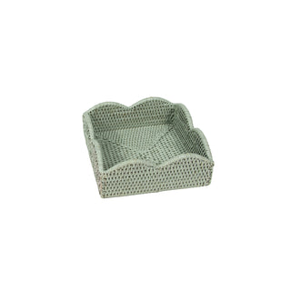 Caspari Rattan Scallop Luncheon Napkin Holders in Green - 1 Napkin Holder HL104