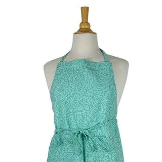 Caspari Block Print Leaves Turquoise & Green Aprons - 1 Apron APR007B