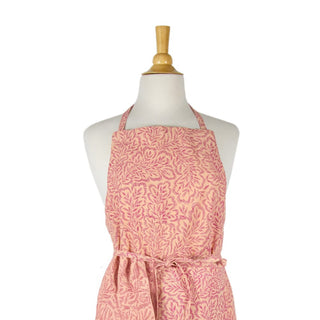 Caspari Block Print Leaves Coral & Fuchsia Aprons - 1 Apron APR008B