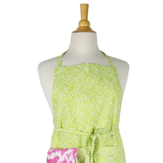 Caspari Fretwork Green & White Aprons - 1 Apron APR010B