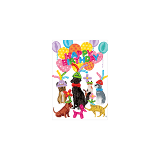 Caspari Birthday Party Animals - Set Of Six Greeting Cards And Envelopes BDAYPARTYANIMAL