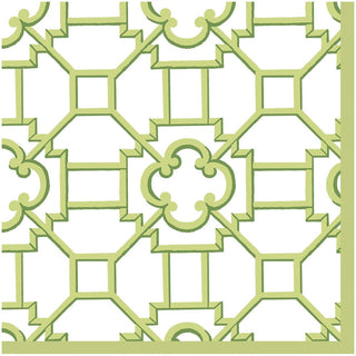 Caspari Garden Trellis Green Napkin Cloth Dinner Napkins - 4 Dinner Napkins FTN015