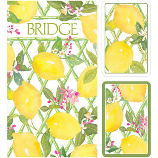 Caspari Limoncello Bridge Gift Sets - 2 Playing Card Decks & 2 Score Pads GS152