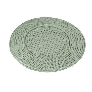 Caspari Rattan Round Charger Plate in Green - 1 Charger Plate HDP02GR