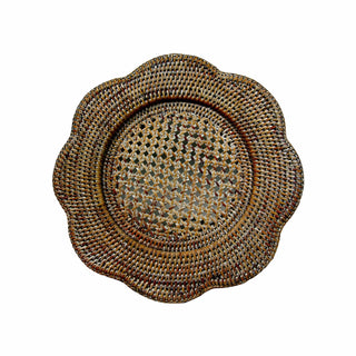 Caspari Rattan Scalloped Round Charger Plate in Natural - 1 Charger Plate HDP101