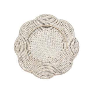 Caspari Rattan Scalloped Round Charger Plate in Cream - 1 Charger Plate HDP103