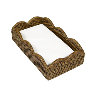 Caspari Rattan Scalloped Guest Towel Napkin Holders in Natural - 1 Napkin Holder HG101