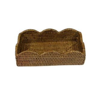 Caspari Rattan Scalloped Guest Towel Napkin Holders in Natural - 1 Napkin Holder HG101