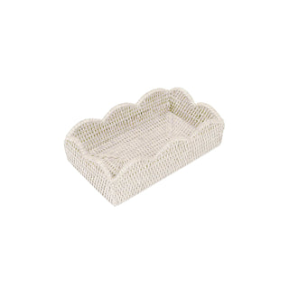 Caspari Rattan Scalloped Guest Towel Napkin Holders in Cream - 1 Napkin Holder HG103