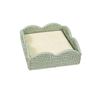 Caspari Rattan Scalloped Luncheon Napkin Holders in Green - 1 Napkin Holder HL104