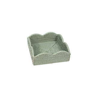 Caspari Rattan Scalloped Luncheon Napkin Holders in Green - 1 Napkin Holder HL104