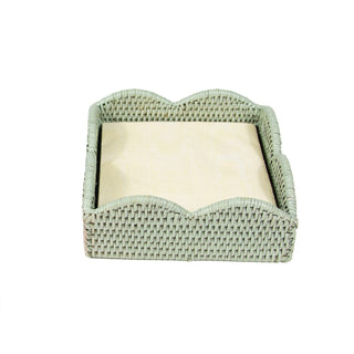 Caspari Rattan Scalloped Luncheon Napkin Holders in Green - 1 Napkin Holder HL104