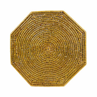 Caspari Rattan Octagonal Placemat in Honey - 1 Placemat HPM802