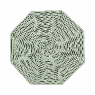 Caspari Rattan Octagonal Placemat in Green - 1 Placemat HPM804