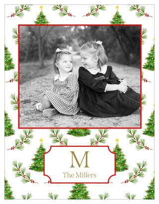 Personalization by Caspari Trees and Holly Portrait Holiday Photo Cards HTREEPG