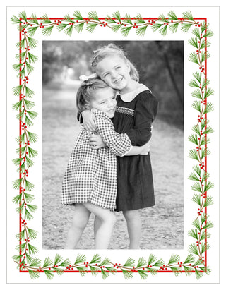 Personalization by Caspari Trees and Holly Portrait Holiday Photo Cards HTREEPG