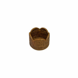 Caspari Rattan Scalloped Wine Coaster in Natural - 1 Coaster HWC101