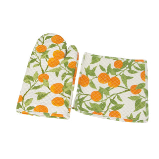 Caspari Orange Grove Oven Mitts And Pot Holders Set - 1 Piece Of Each OMPH010A