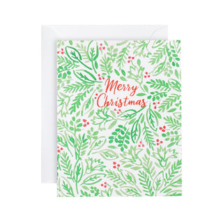 Caspari Merry Christmas Botanicals Mini Boxed Christmas Cards - 16 Cards & 16 Envelopes 100025