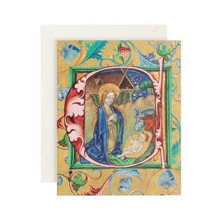 Caspari Initial C: the Nativity Mini Boxed Christmas Cards - 15 Cards & 15 Envelopes 101003