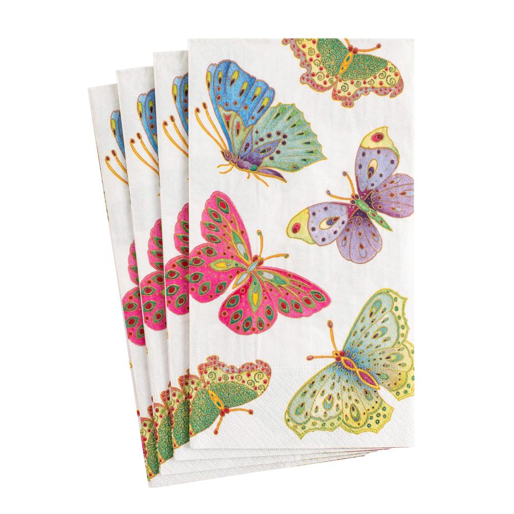 Jeweled Butterflies Paper Guest Towel Napkins in Pearl 15 Per