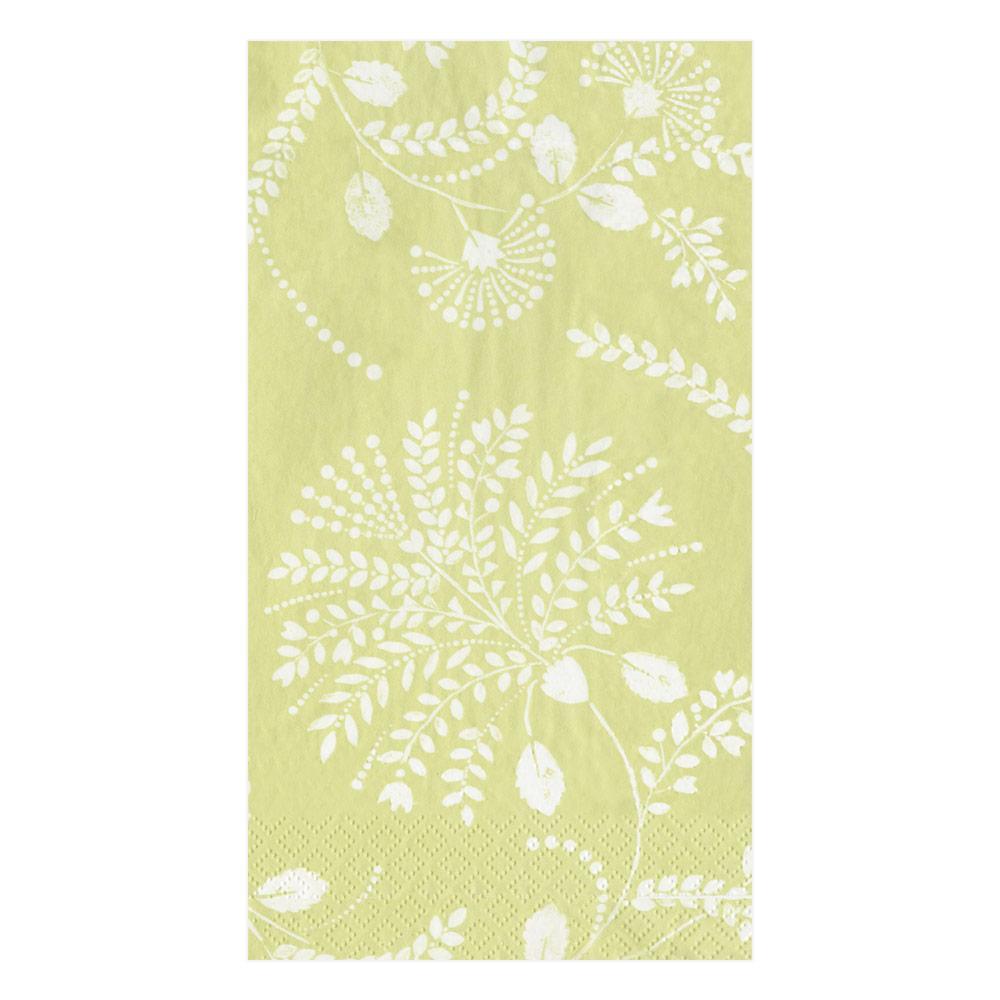 Caspari Dessin Passementerie Paper Linen Dinner Napkins in Moss Green - 12 per Package