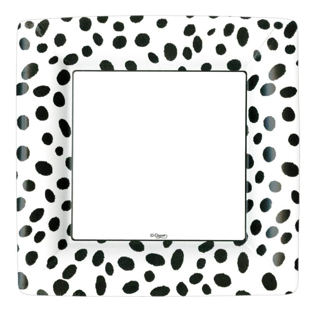 Spots Square Paper Dinner Plates in Black - 8 Per Package – Caspari