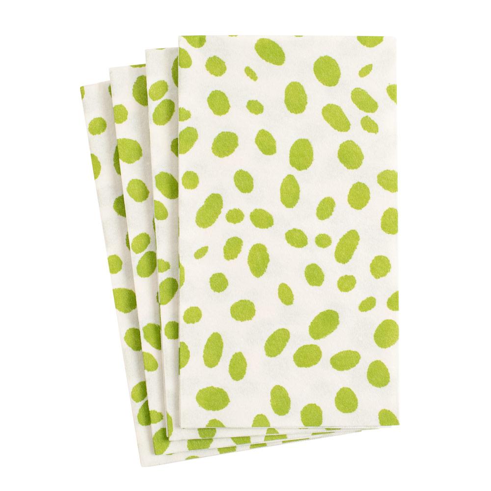 Caspari Dessin Passementerie Paper Linen Dinner Napkins in Moss Green - 12 per Package