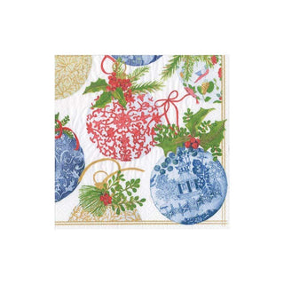 Caspari Porcelain Ornaments Paper Cocktail Napkins - 20 Per Package 15980C