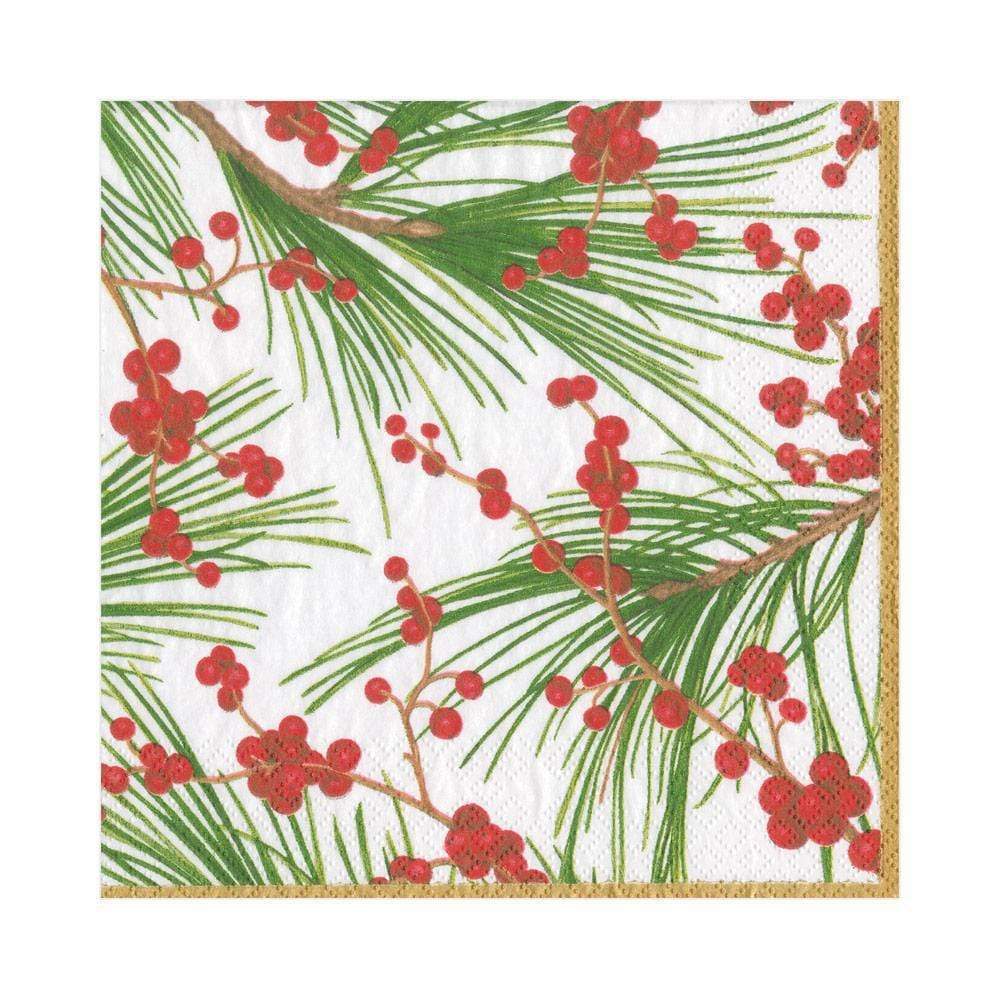 Caspari Berries and Pine Paper Christmas Luncheon Napkins